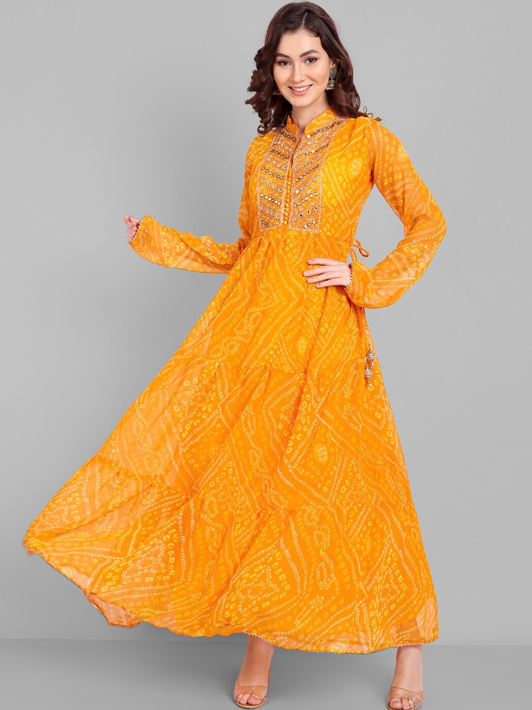 

Pakiza Ethnic Motifs Yoke Design Anarkali Kurta, Yellow