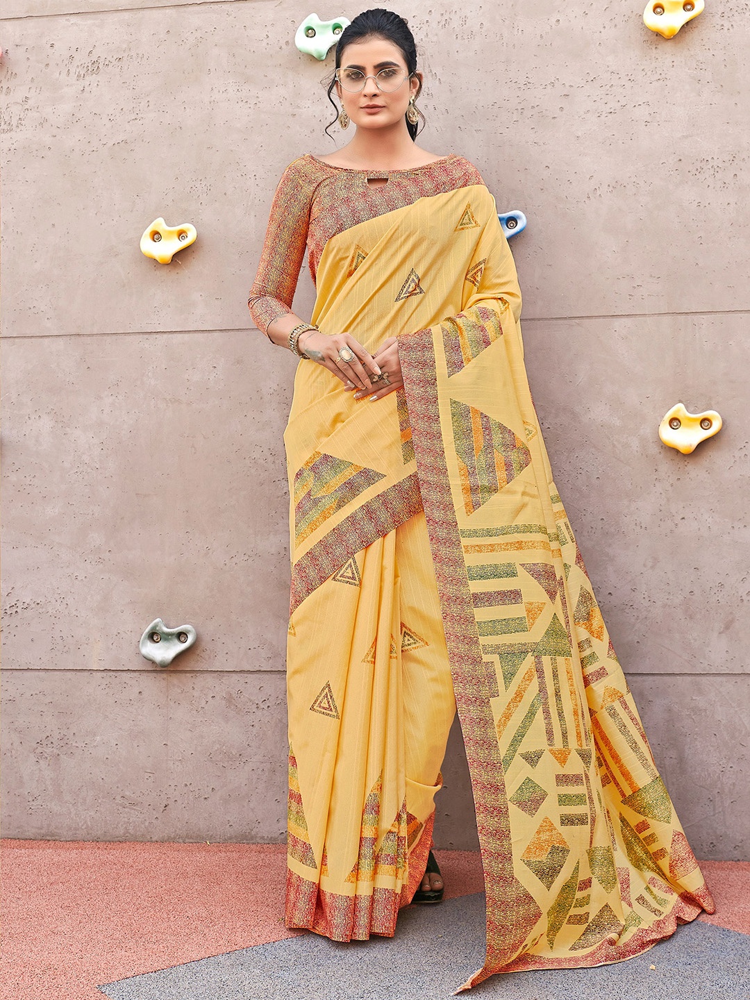 

Saree mall Art Silk Bhagalpuri Sarees, Yellow