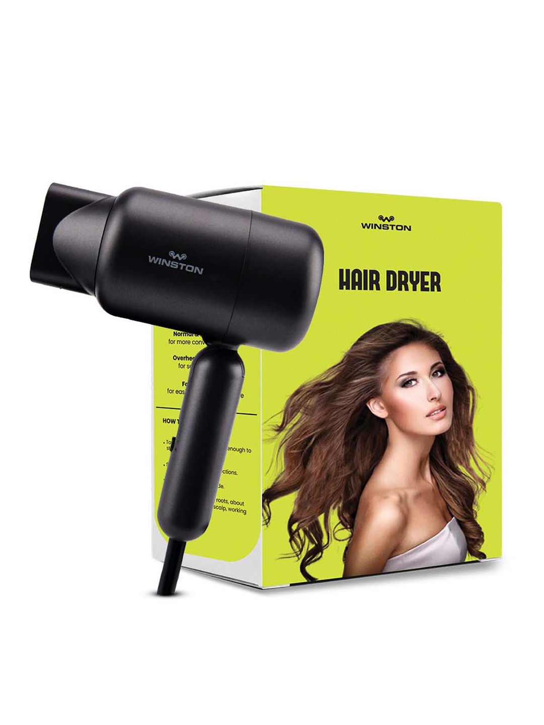 

WINSTON Hair Dryer Foldable & Travel Friendly For Hair Styling with 3 Heat Settings Mode, Grey