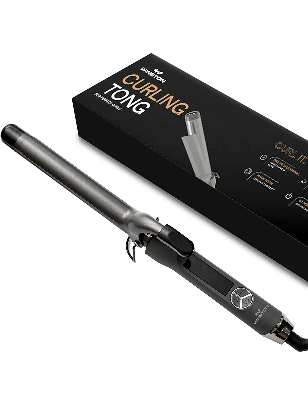 

WINSTON Hair Curling Tong with Adjustable Temperature Setting & Auto Shut Off, Grey