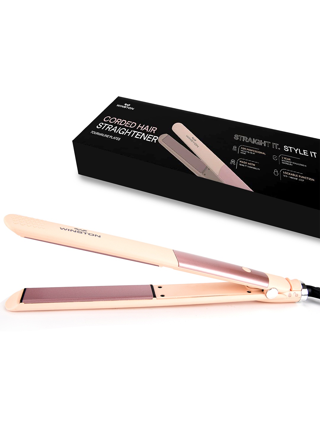 

WINSTON Tourmaline Hair Straightener with Adjustable Temperature Setting - Pink