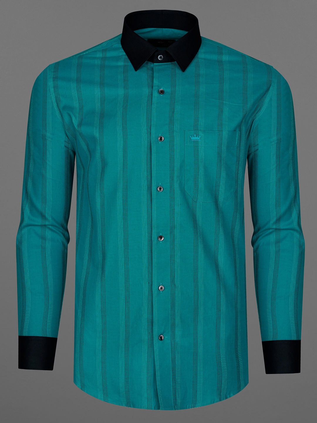 

FRENCH CROWN Men Standard Striped Cotton Formal Shirt, Blue