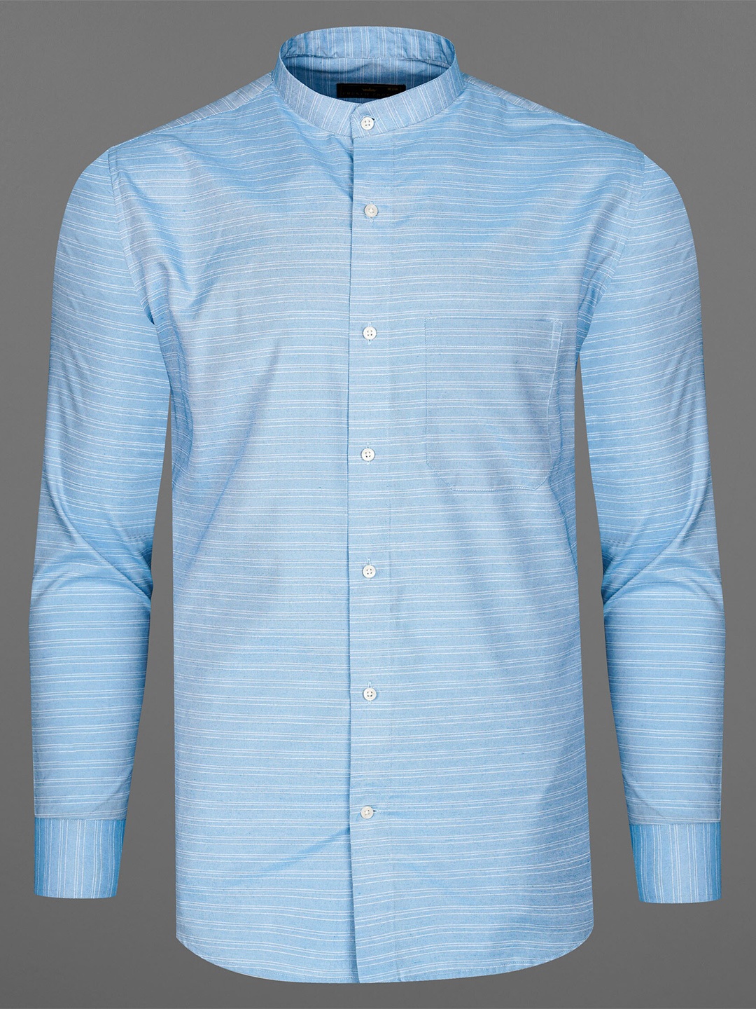 

FRENCH CROWN Men Standard Horizontal Stripes Striped Cotton Formal Shirt, Blue