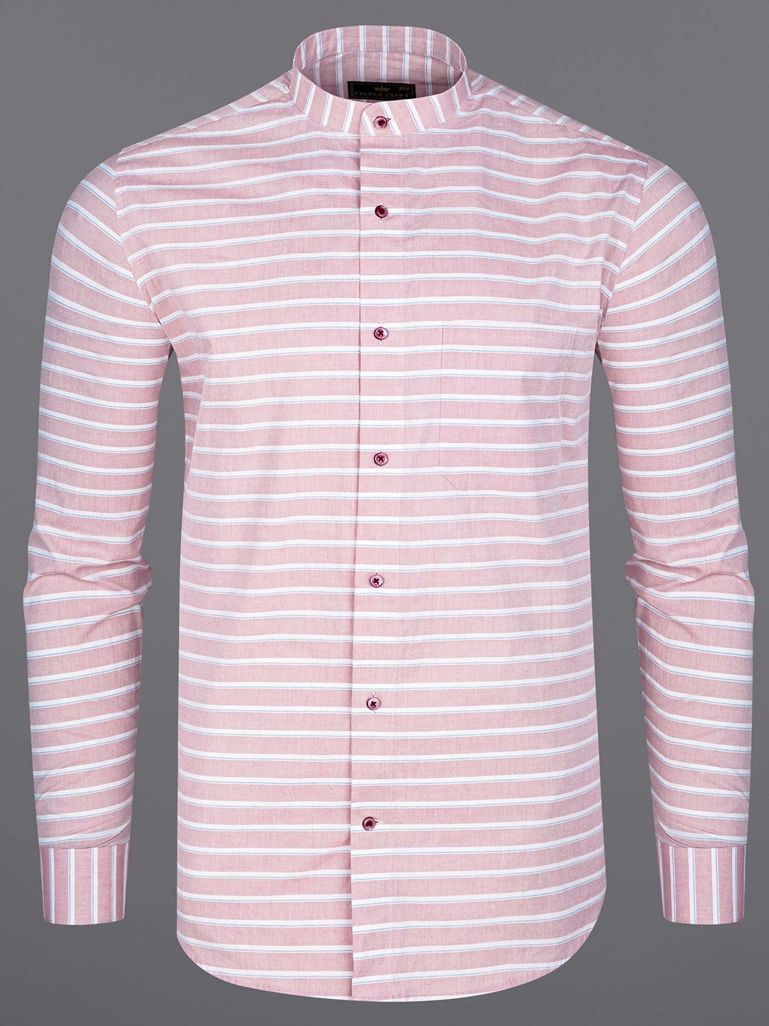 

FRENCH CROWN Men Standard Horizontal Stripes Striped Cotton Casual Shirt, Pink