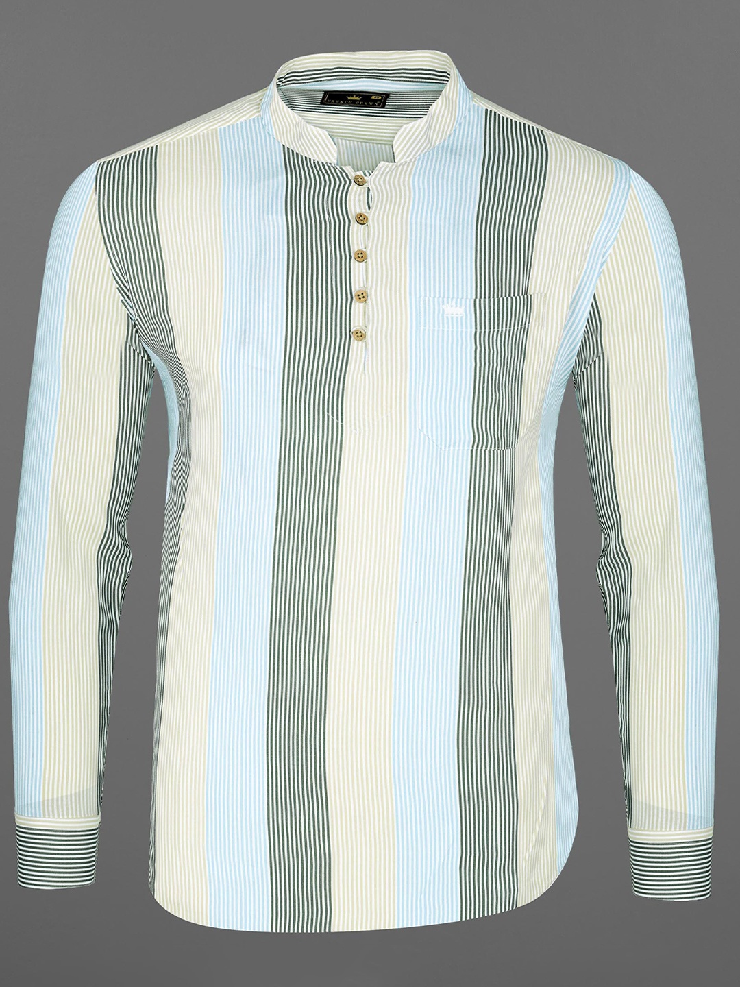 

FRENCH CROWN Men Standard Striped Casual Cotton Shirt, Blue
