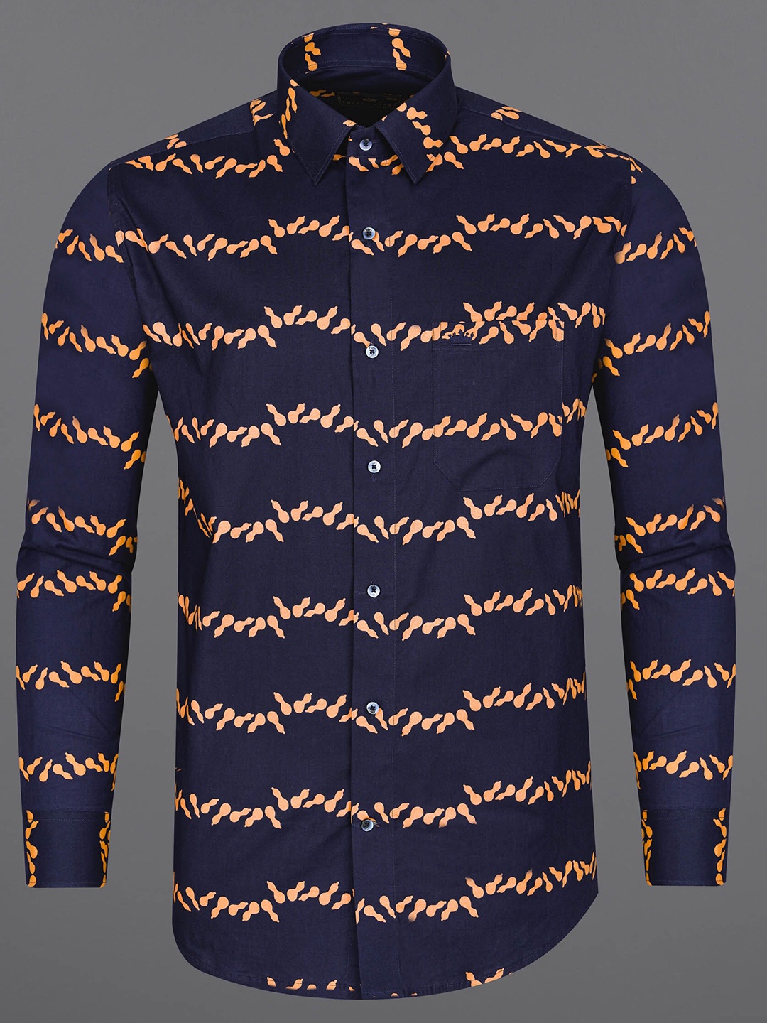 

FRENCH CROWN Men Printed Cotton Casual Shirt, Blue