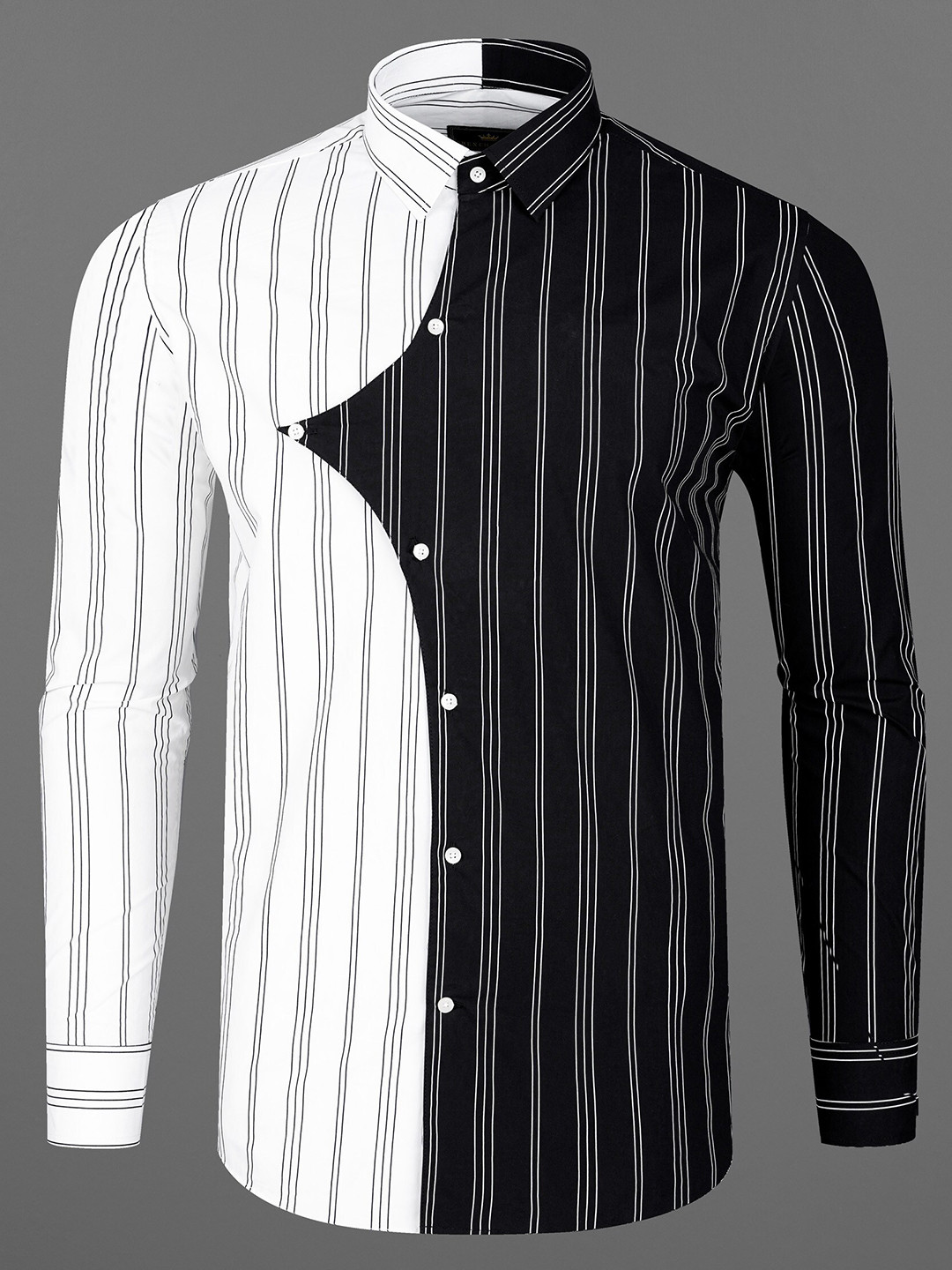 

FRENCH CROWN Men Standard Striped Cotton Shirt, White