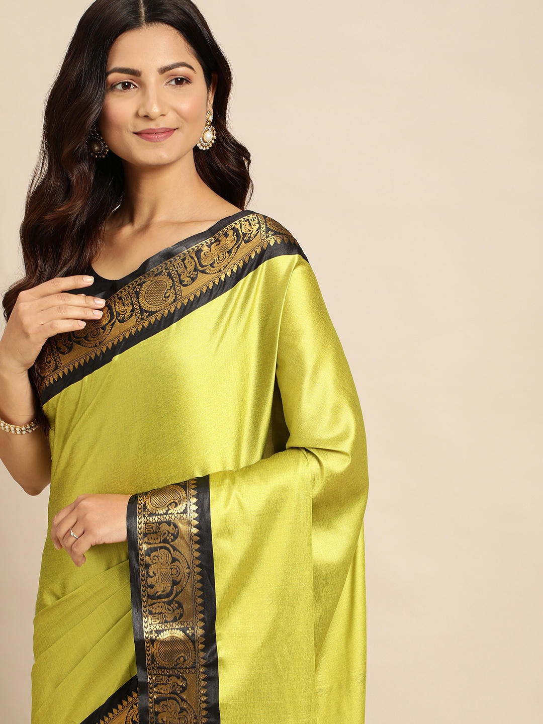 

nirja Fab Ethnic Motifs Mysore Silk Cotton Kanjeevaram Saree, Lime green