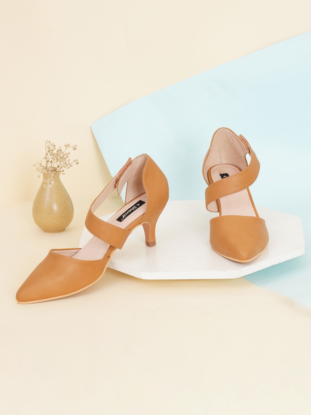 

Sherrif Shoes Women Kitten Pumps, Tan