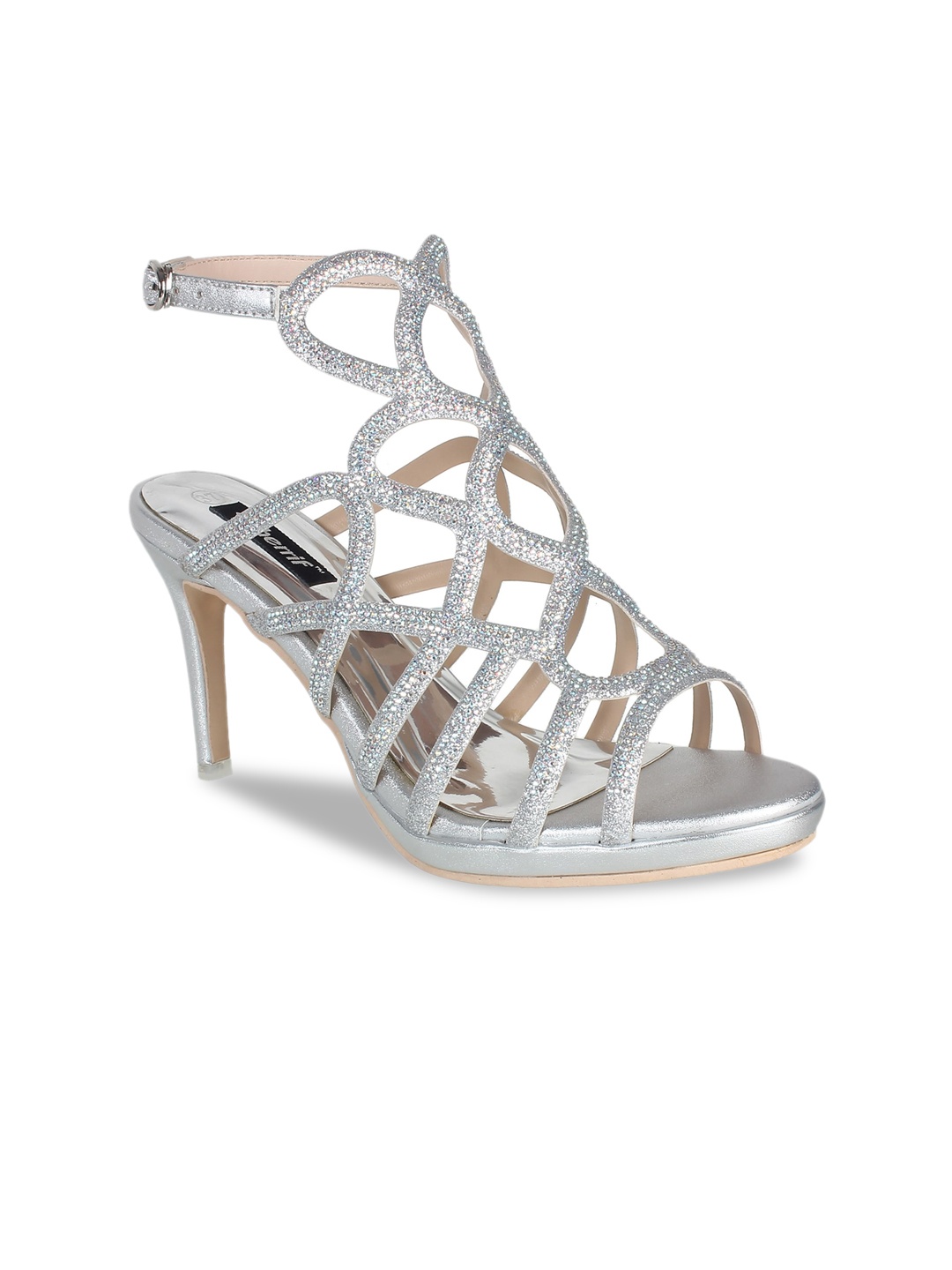 

Sherrif Shoes Women Embellished Party Heels, Silver