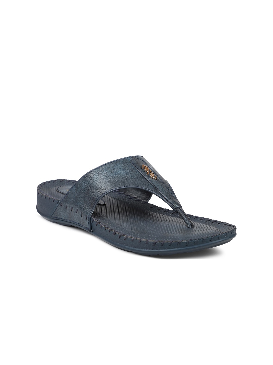 

Inc 5 Women Textured T-Strap Flats, Navy blue