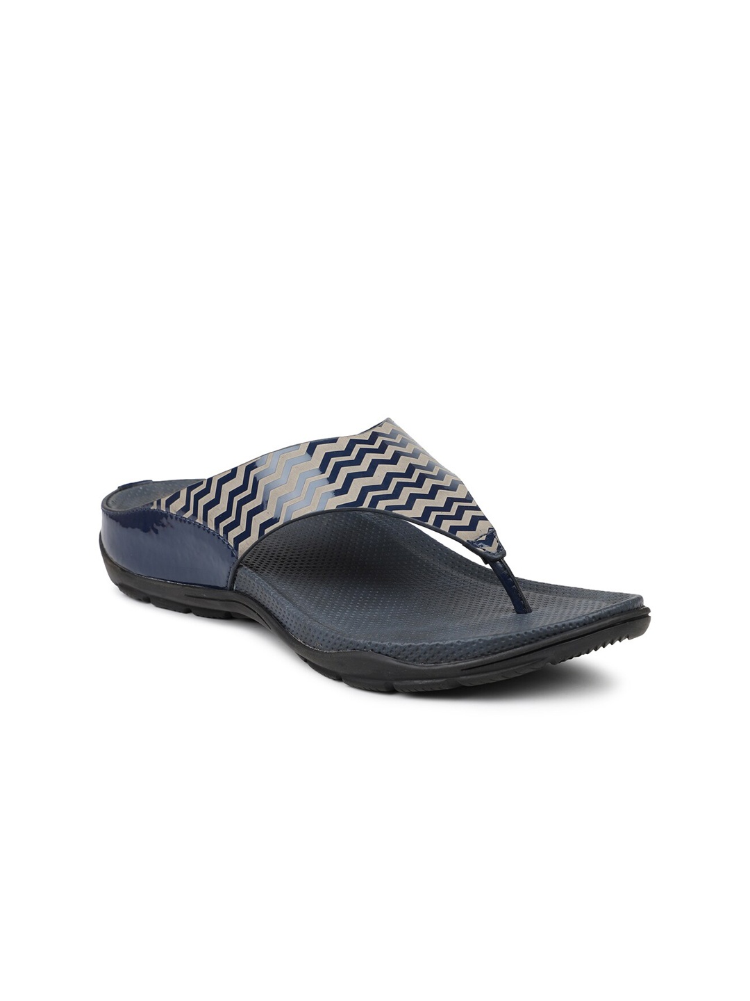 

Inc 5 Women Printed T-Strap Flats, Navy blue