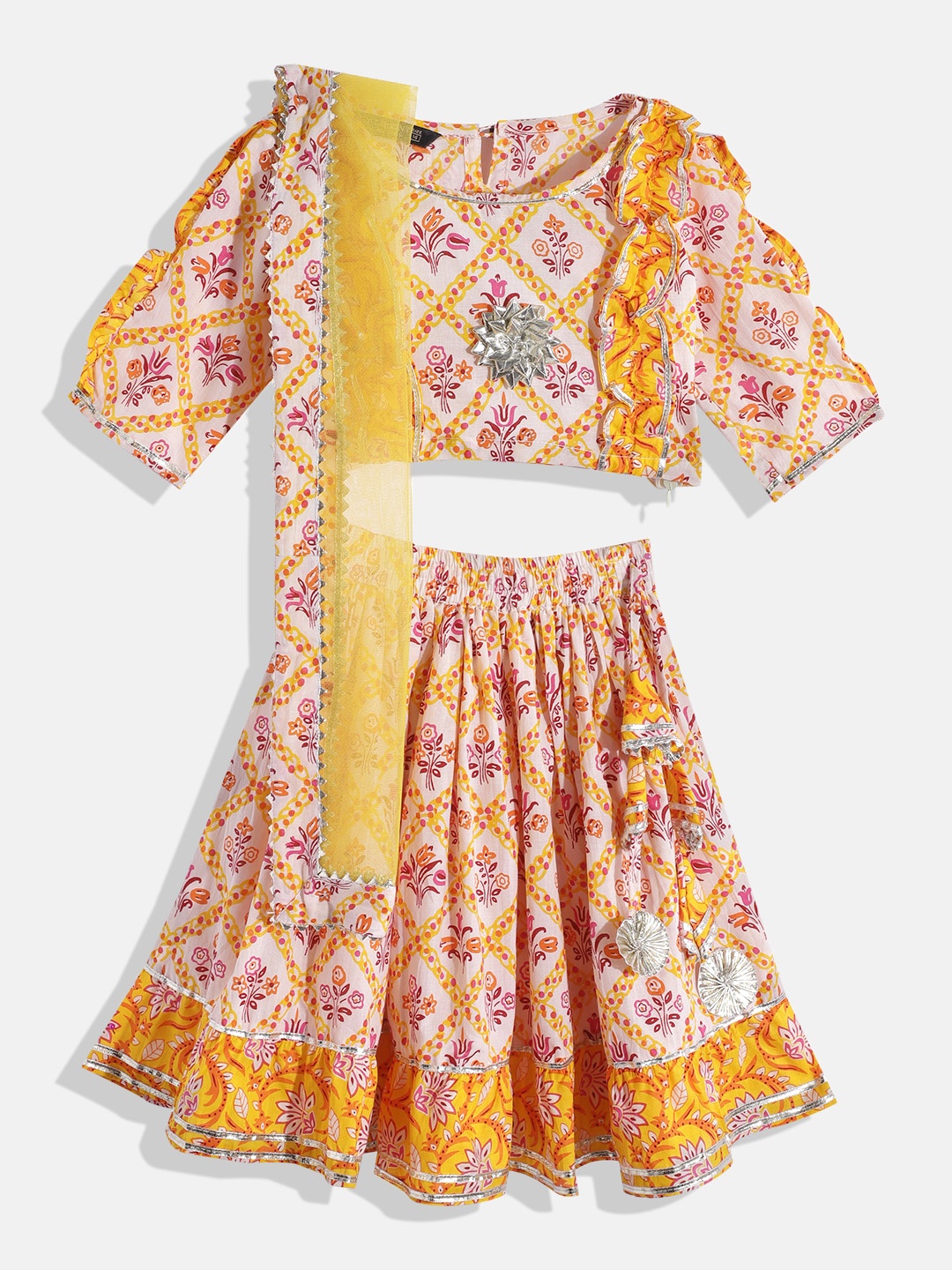 

Readiprint Fashions Girls Printed Ready to Wear Lehenga & Blouse With Dupatta, Yellow