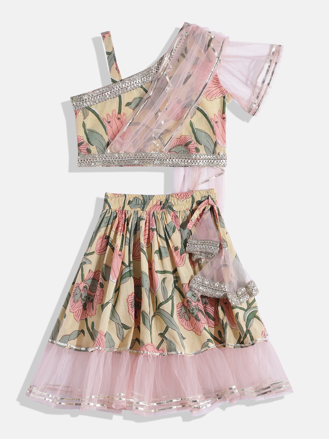 

Readiprint Girls Printed Ready to Wear Lehenga &, Cream