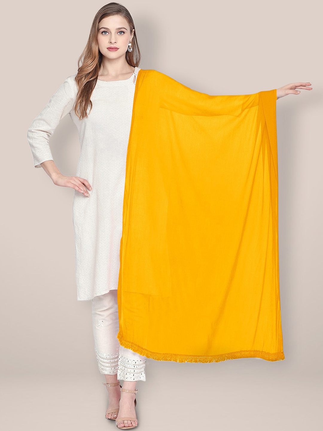 

Dupatta Bazaar Solid Chiffon Dupatta, Yellow