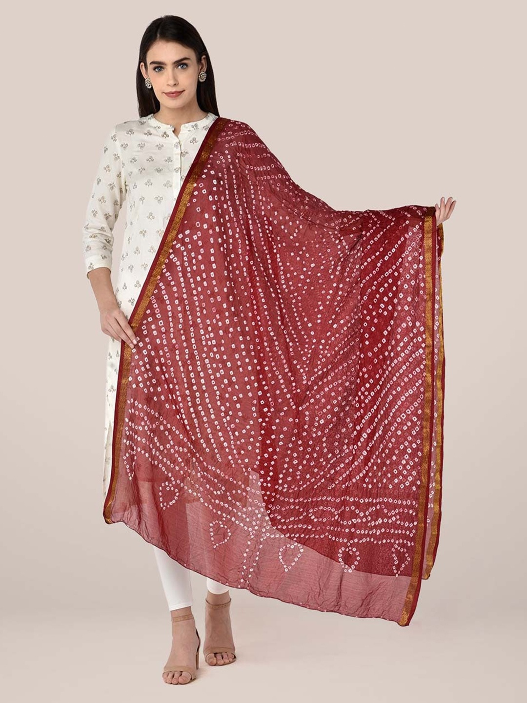 

Dupatta Bazaar Printed Bandhani Dupatta, Maroon