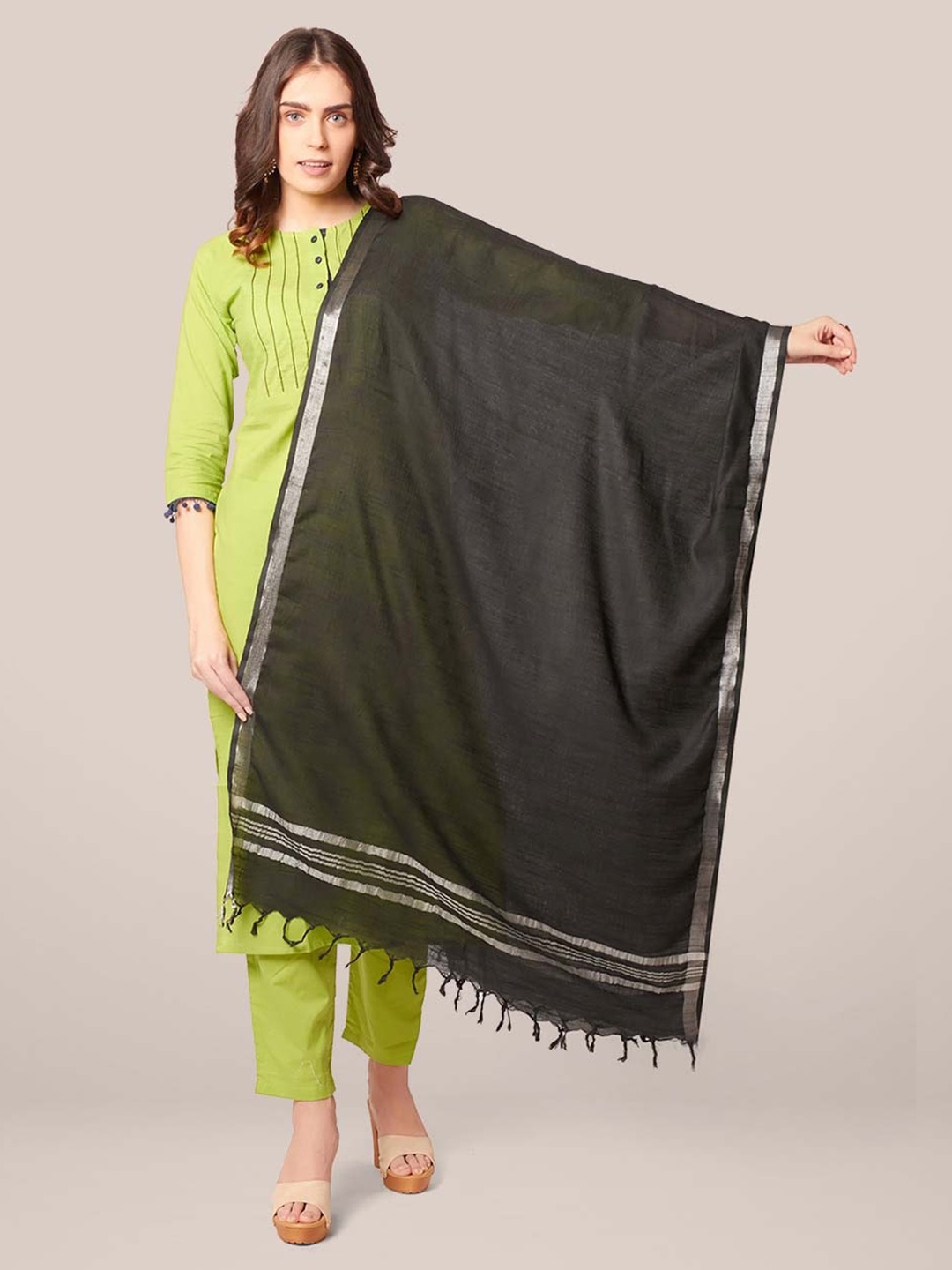 

Dupatta Bazaar Linen Dupatta, Black