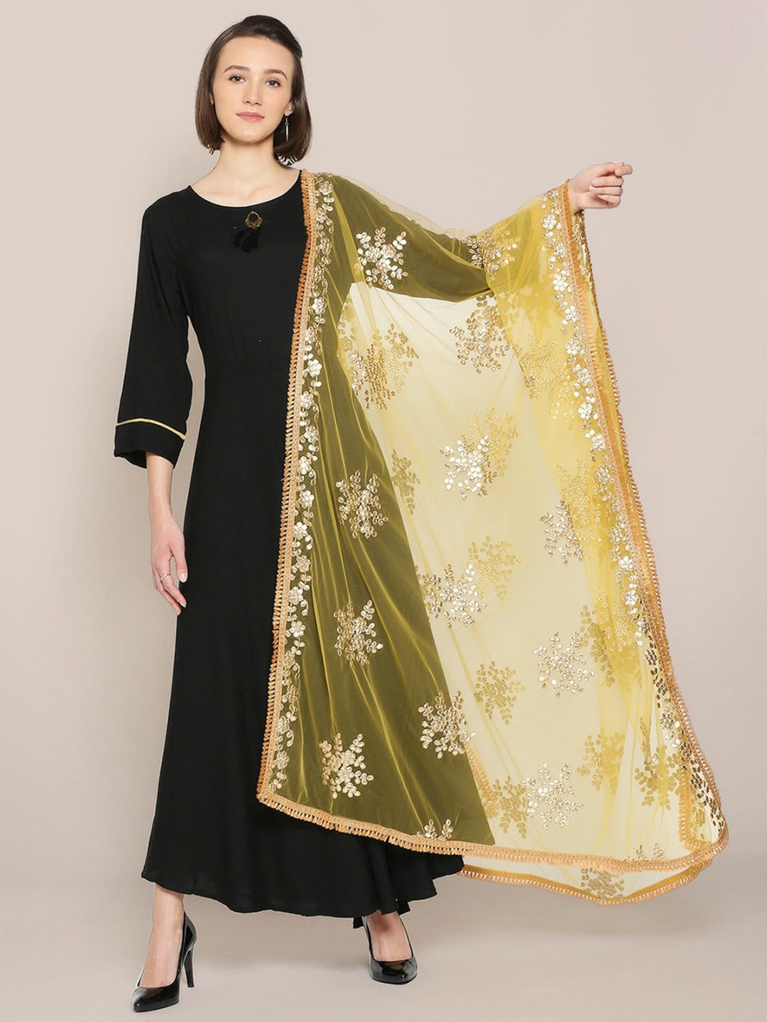 

Dupatta Bazaar Embroidered Dupatta, Yellow