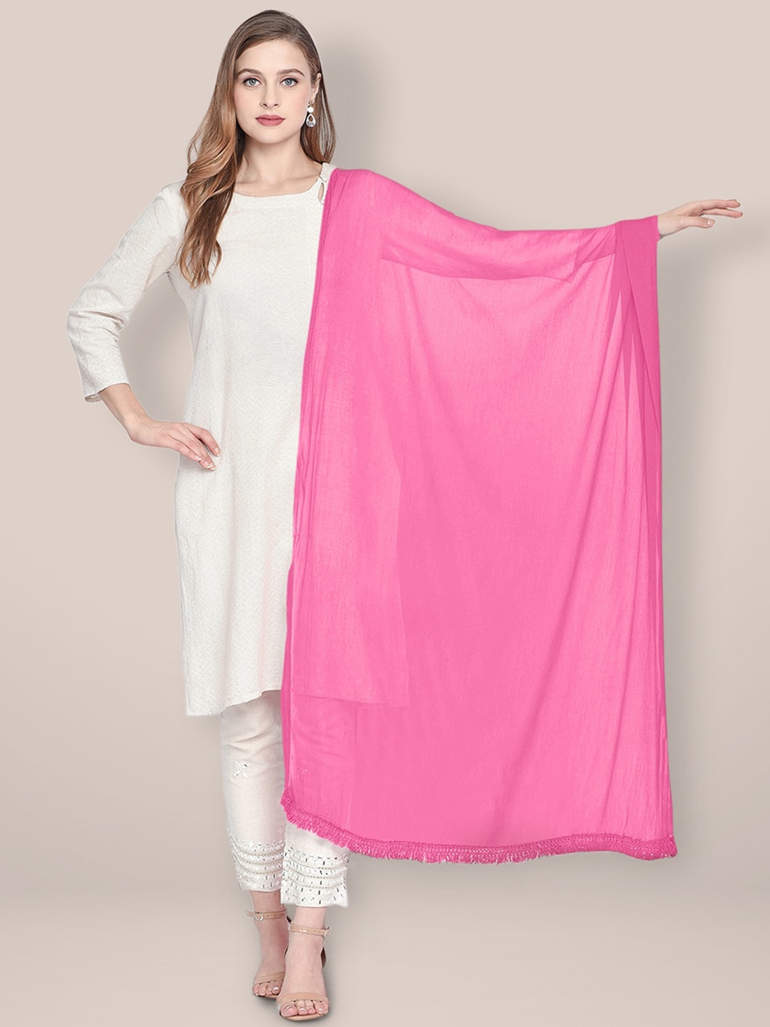 

Dupatta Bazaar Poly Chiffon Dupatta, Pink