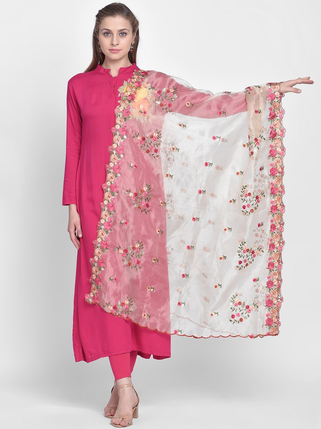 

Dupatta Bazaar Embroidered Organza Dupatta, Gold