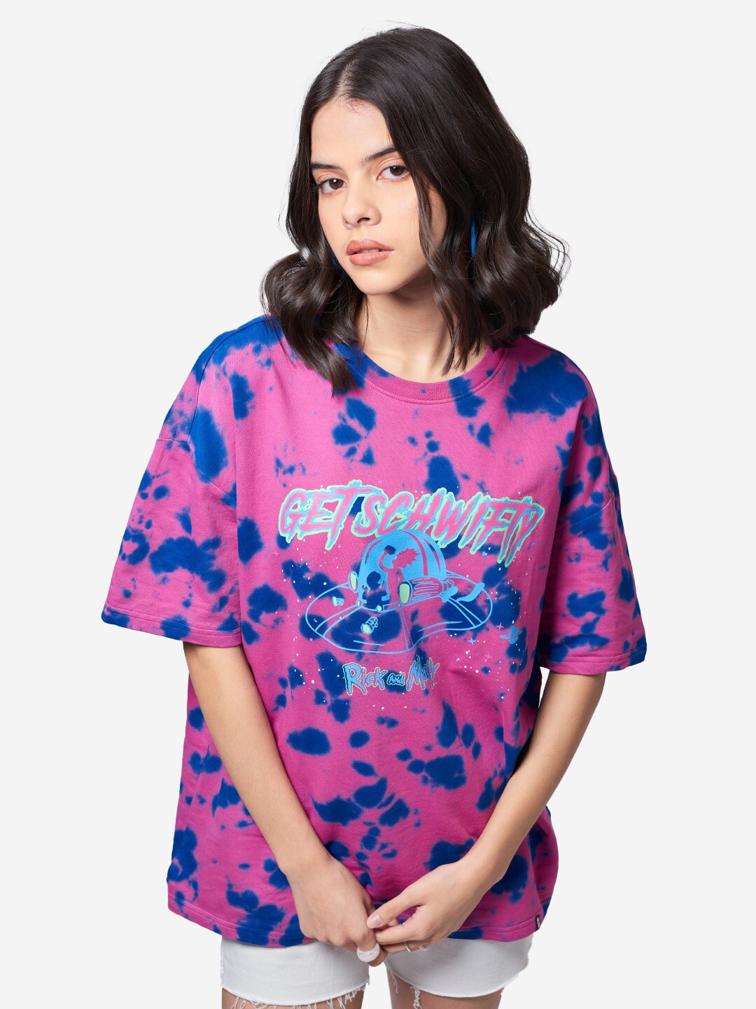 

The Souled Store Women Printed Oversized T-shirt, Pink