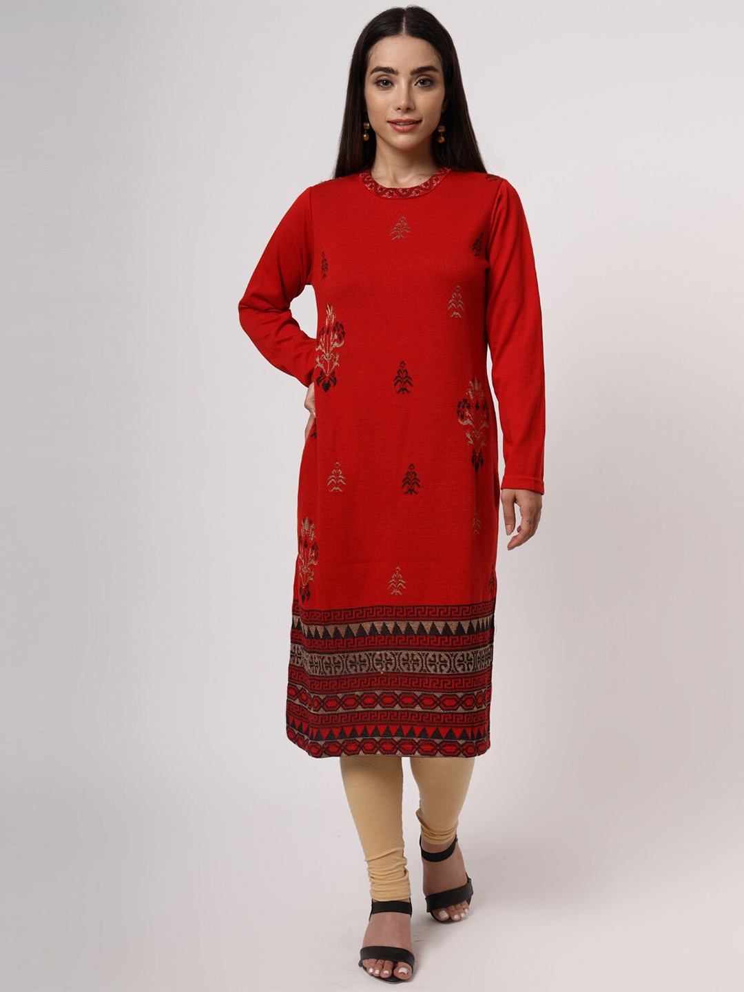 

KEIKO Ethnic Motifs Printed Kurta, Red