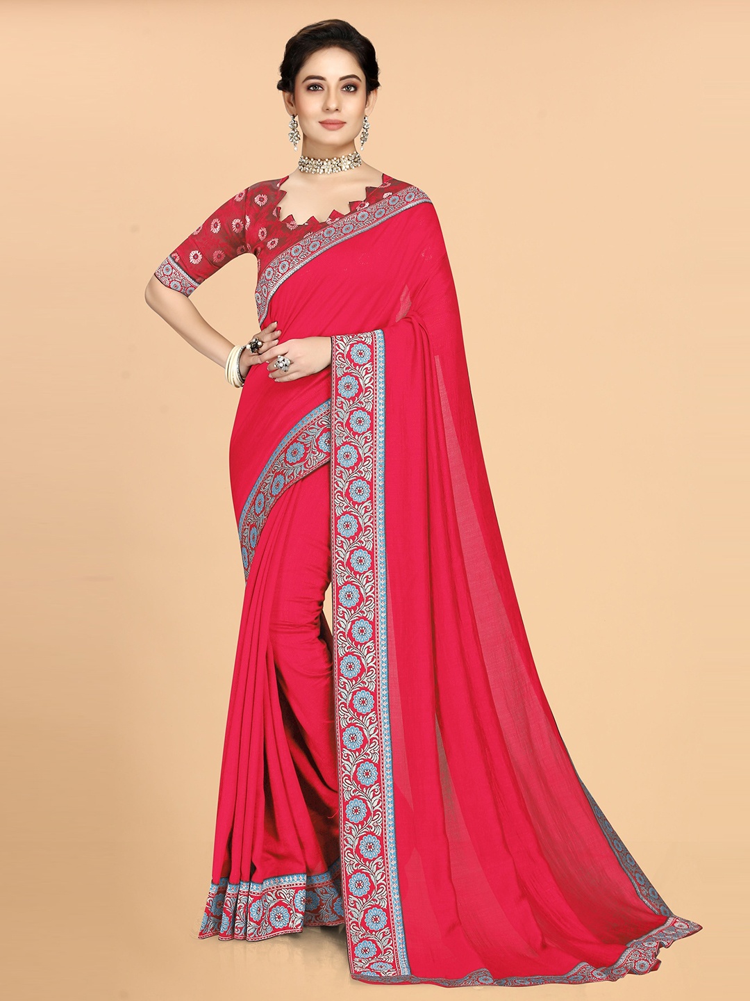 

KALINI Silk Blend Saree, Pink