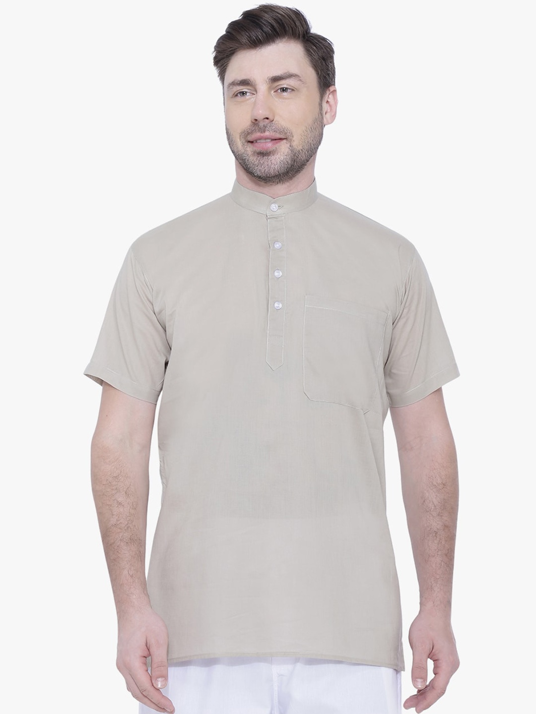 

RAJUBHAI HARGOVINDAS Men Grey Cotton Kurta