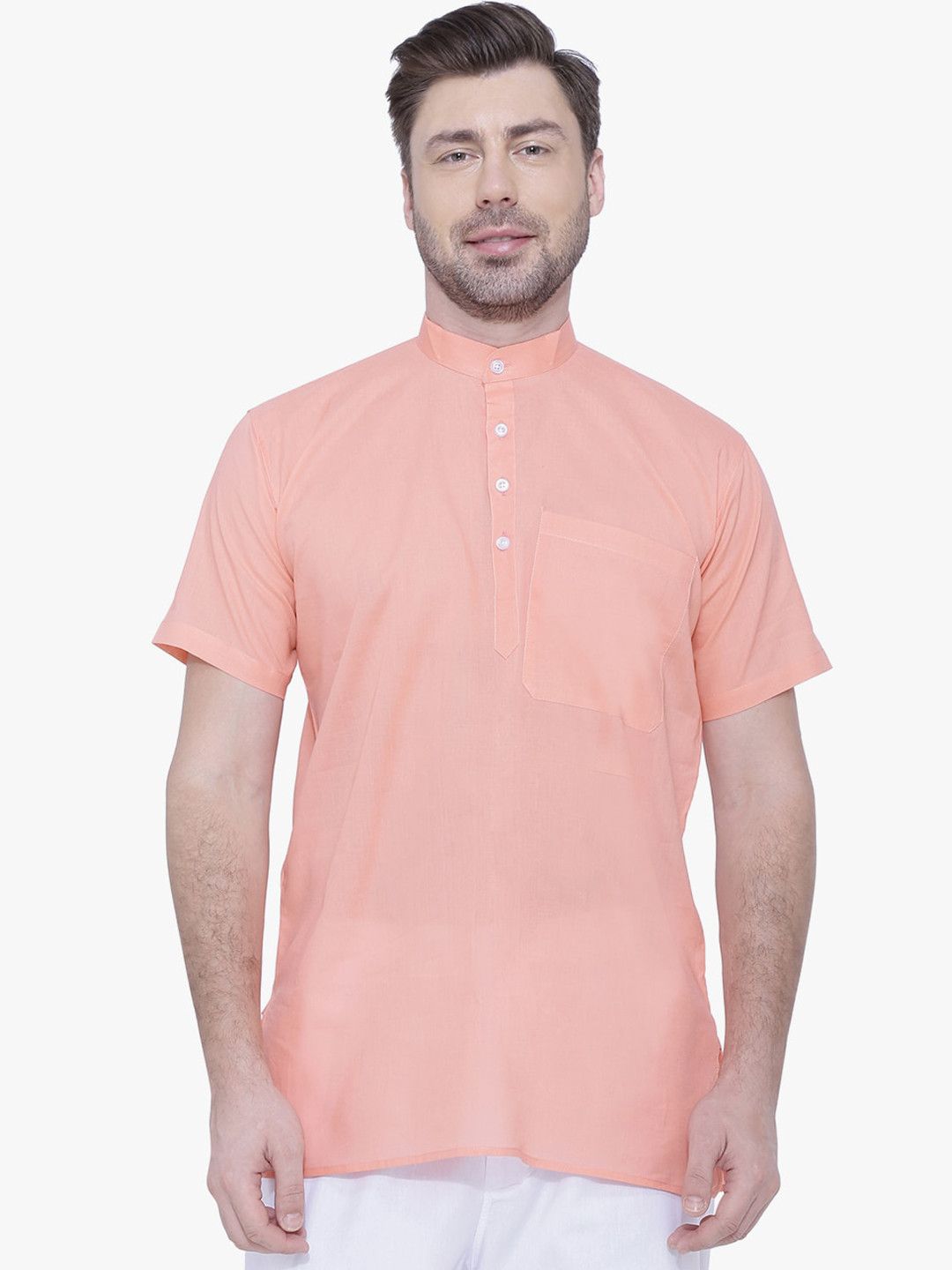 

RAJUBHAI HARGOVINDAS Men Pink Cotton Kurta