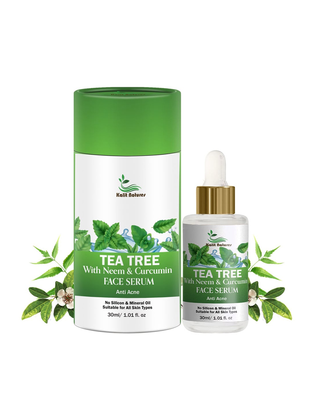 

Kalit Natures Tea Tree with Neem & Curcumin Face Serum 30ml, Olive