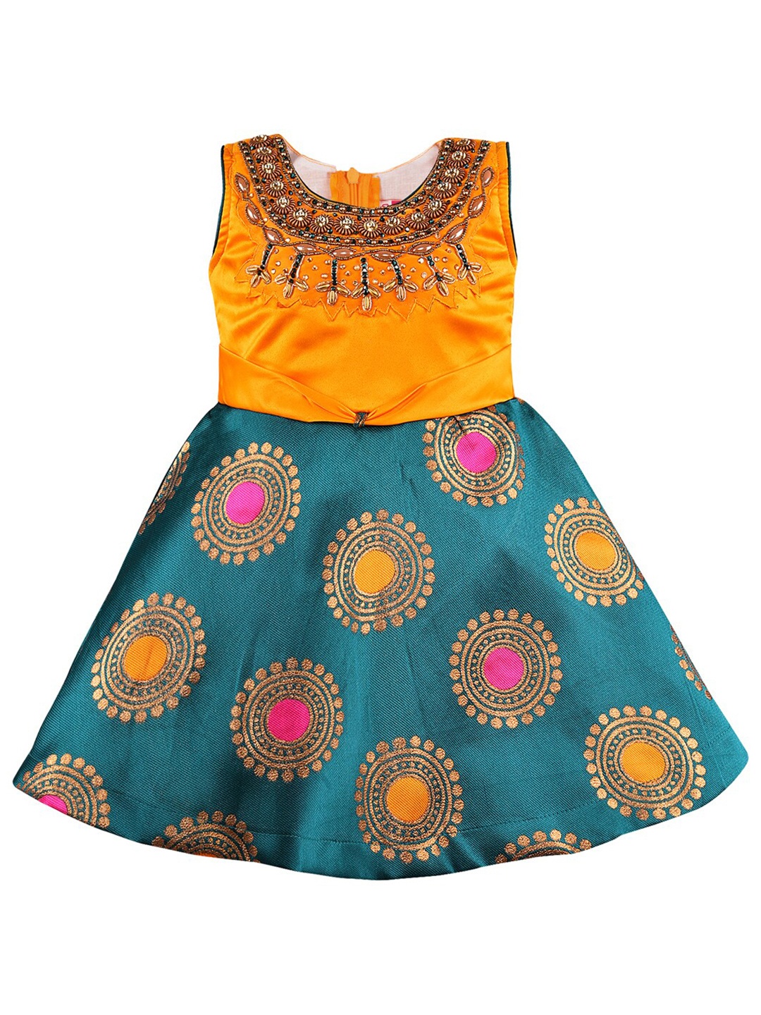 

Wish Karo Girls Floral Satin Dress, Green