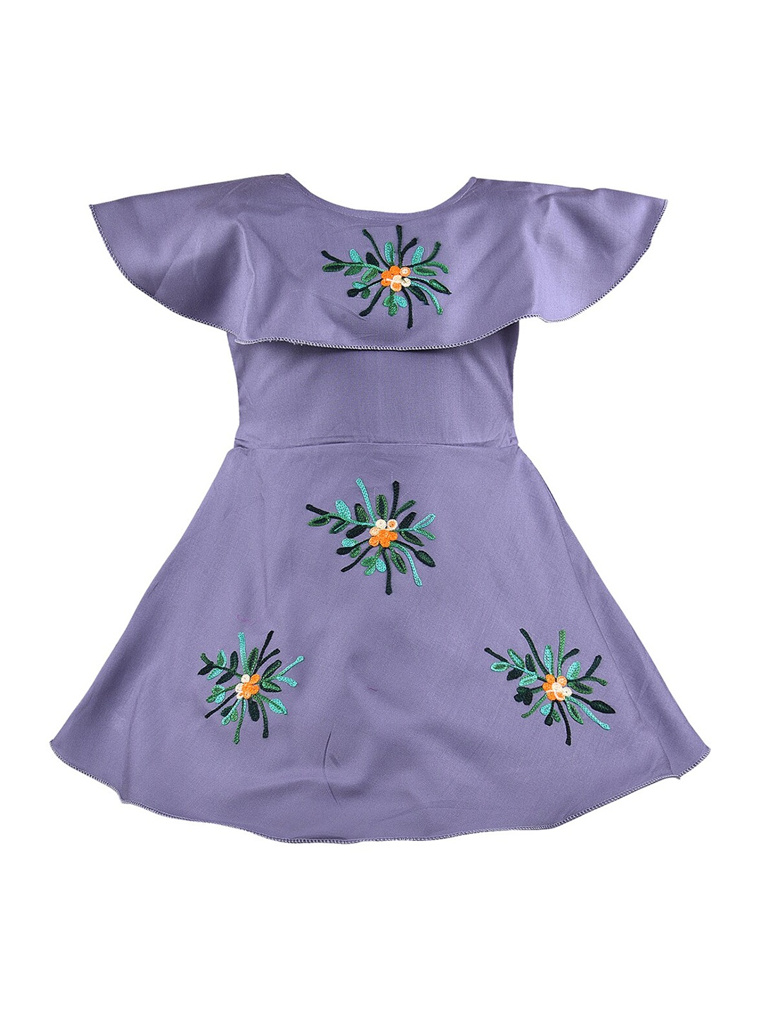 

Wish Karo Girls Floral Embroidered Dress, Grey