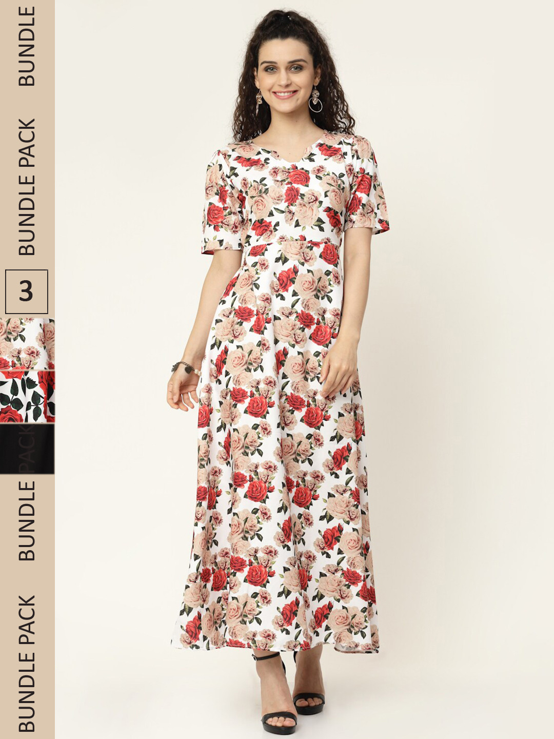 

MISS AYSE Pack of 3 Floral Maxi Dress, White
