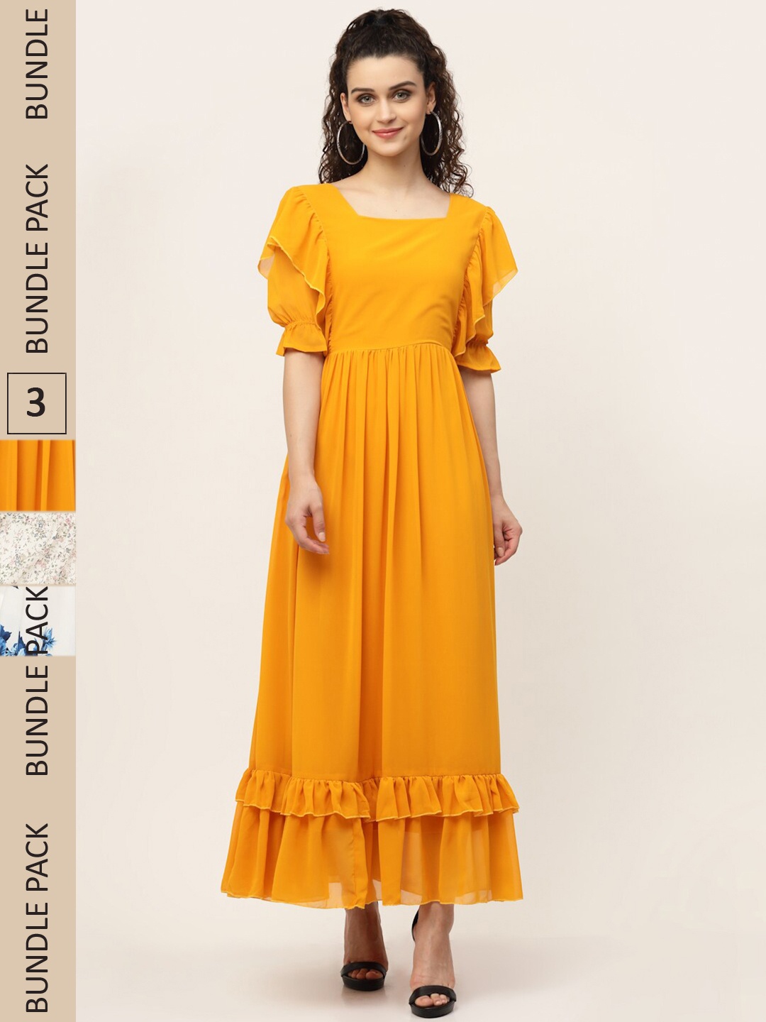 

MISS AYSE Pack of 3 Maxi Dress, Orange