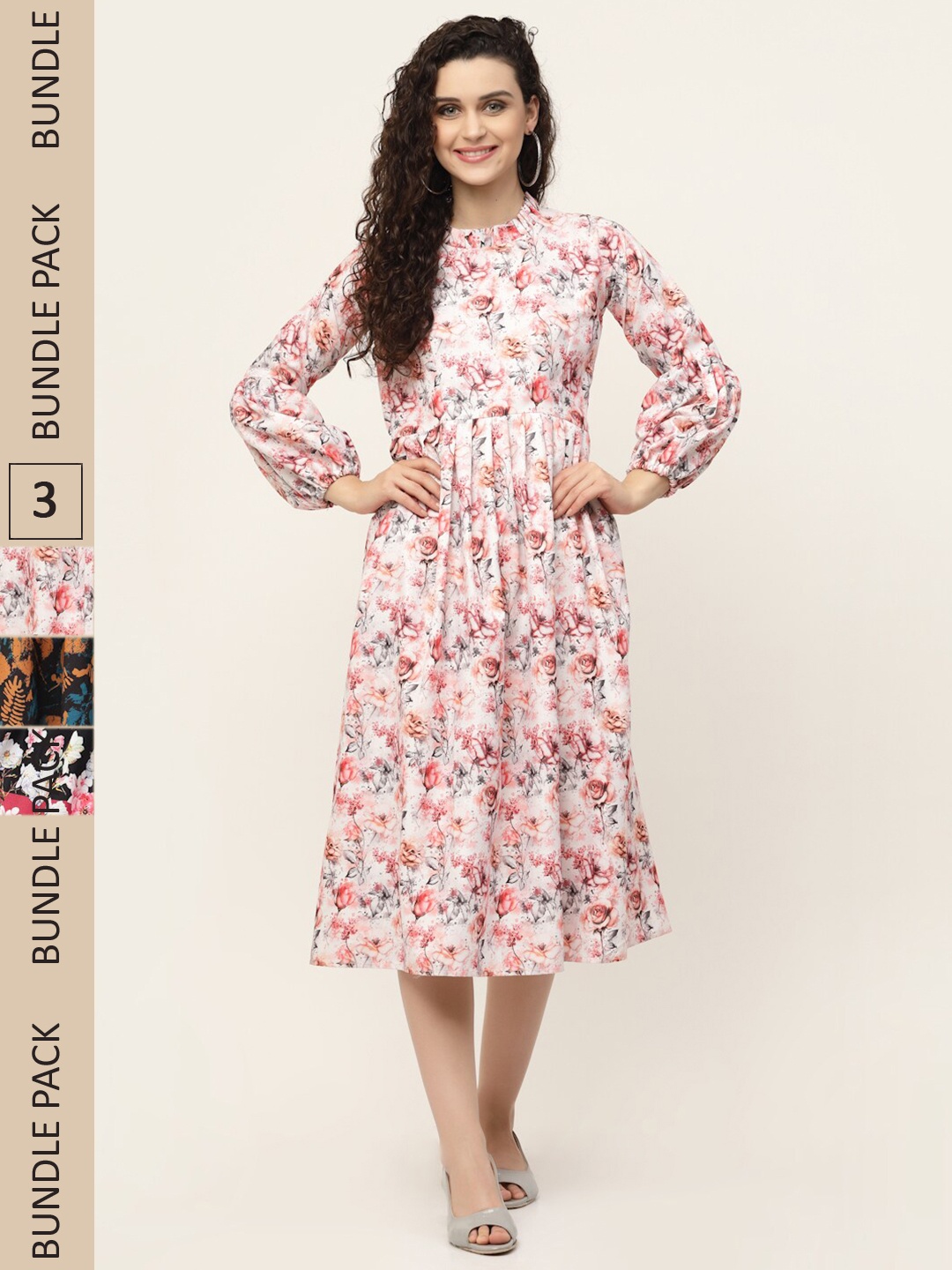 

MISS AYSE Pack of 3 Floral Dress, White