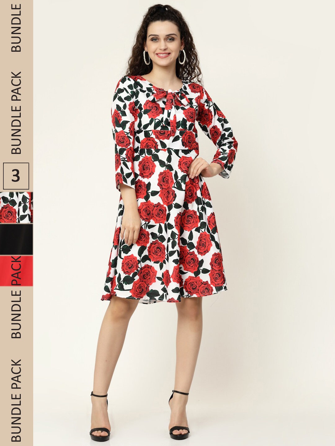 

MISS AYSE Pack of 3 Floral Dress, Red