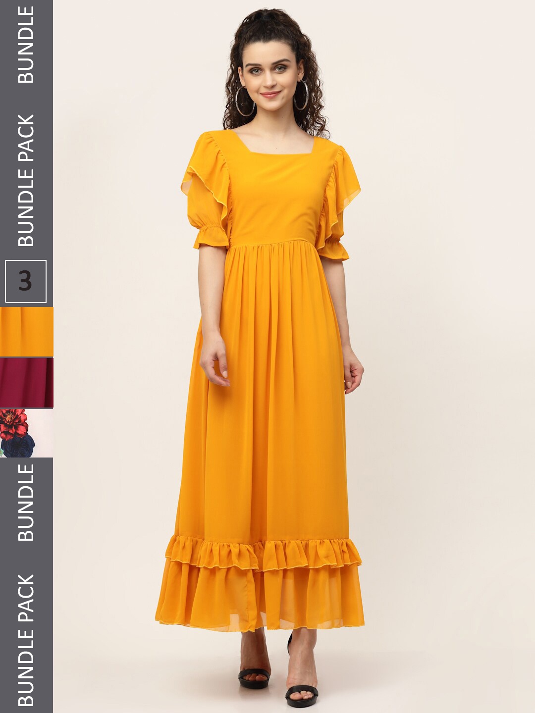 

MISS AYSE Pack of 3 Maxi Dress, Orange