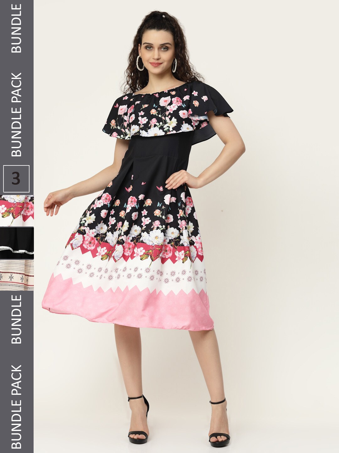 

MISS AYSE Multicoloured Colourblocked Midi Dress, Multi