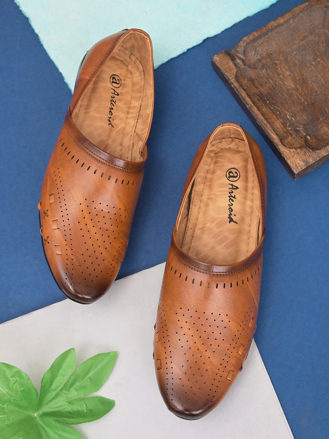 

ASTEROID Men Formal Leather Slip-On Shoes, Tan