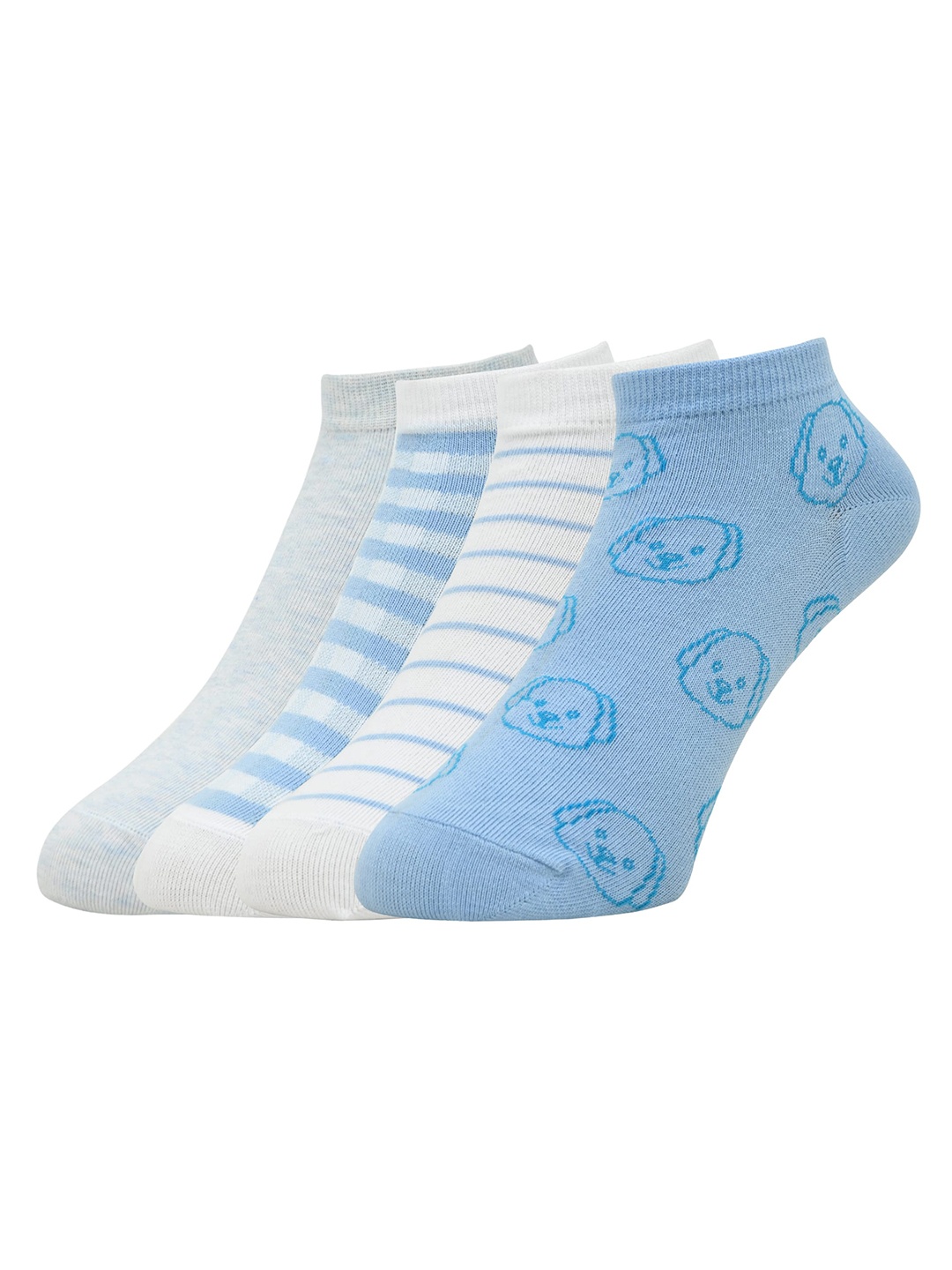 

DressBerry Women Pack Of 4 Patterned Ankle-Length Socks, Blue