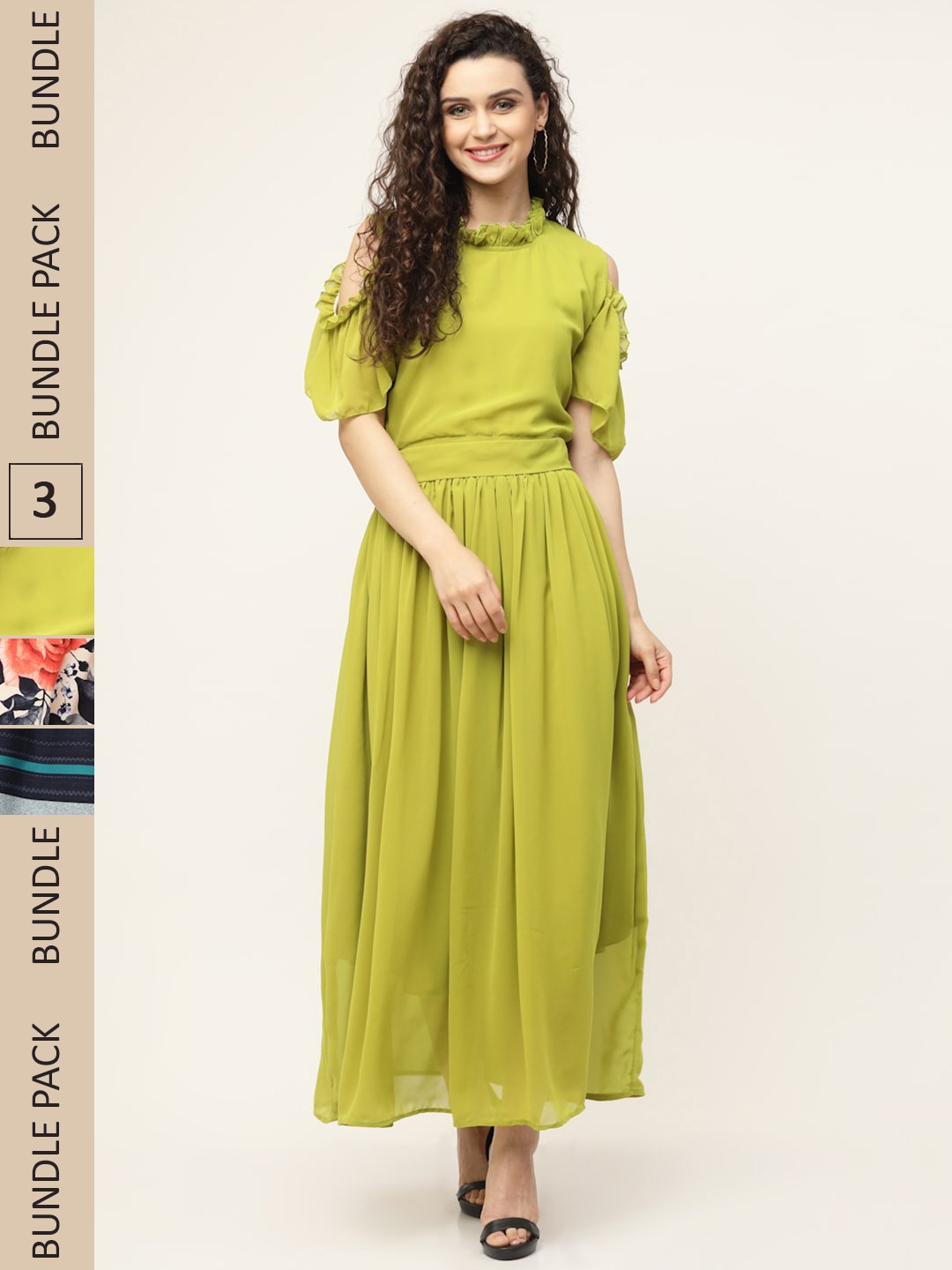 

MISS AYSE Pack Of 3 High Neck Maxi Dresses, Green