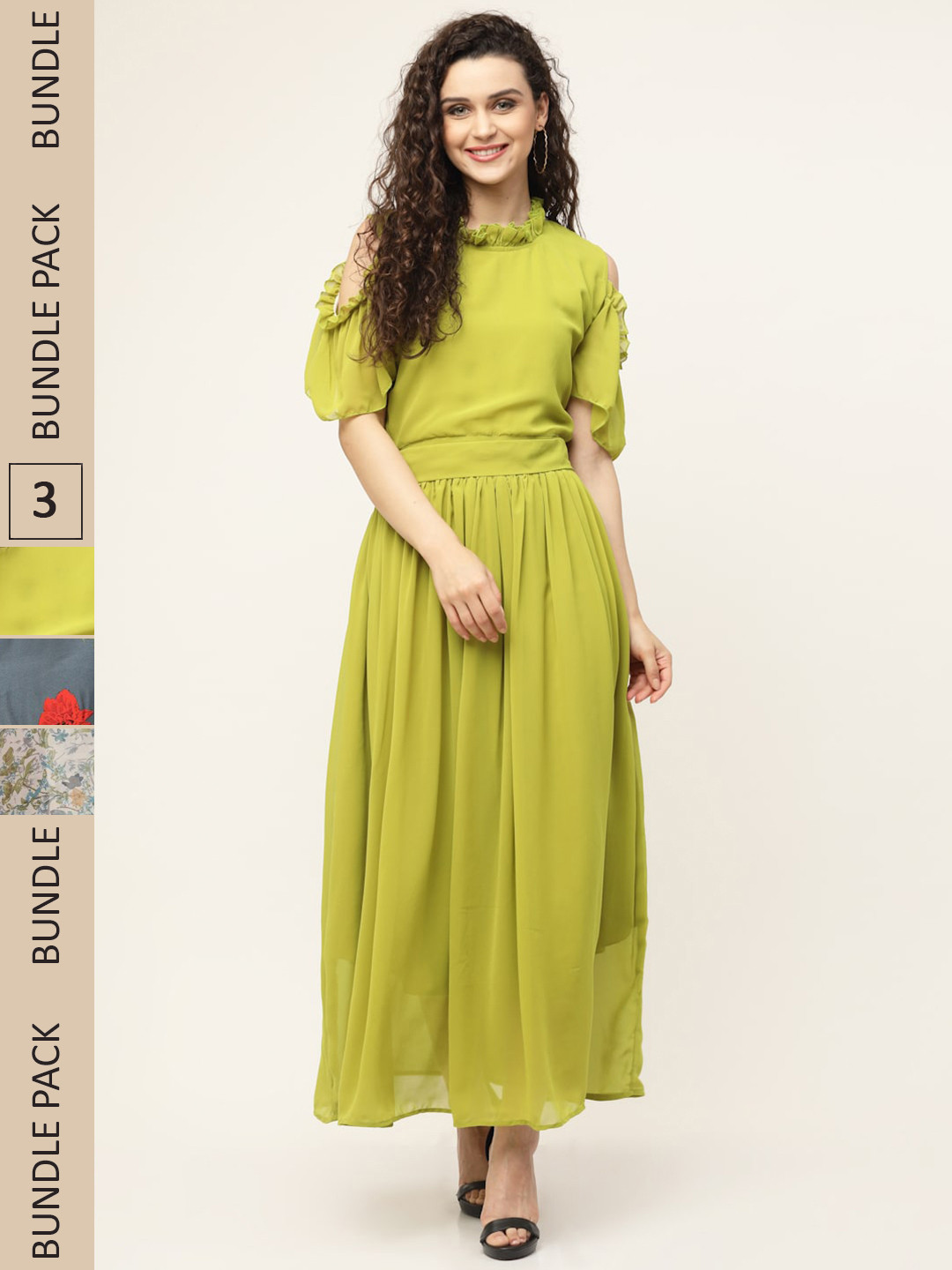 

MISS AYSE Pack Of 3 High Neck Maxi Dresses, Green