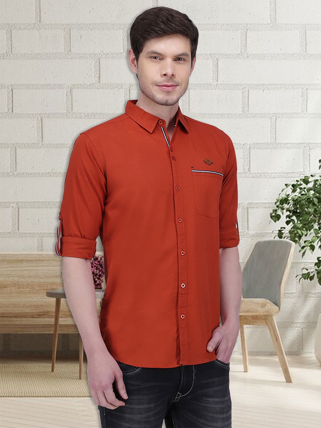 

Kuons Avenue Smart Slim Fit Casual Shirt, Rust