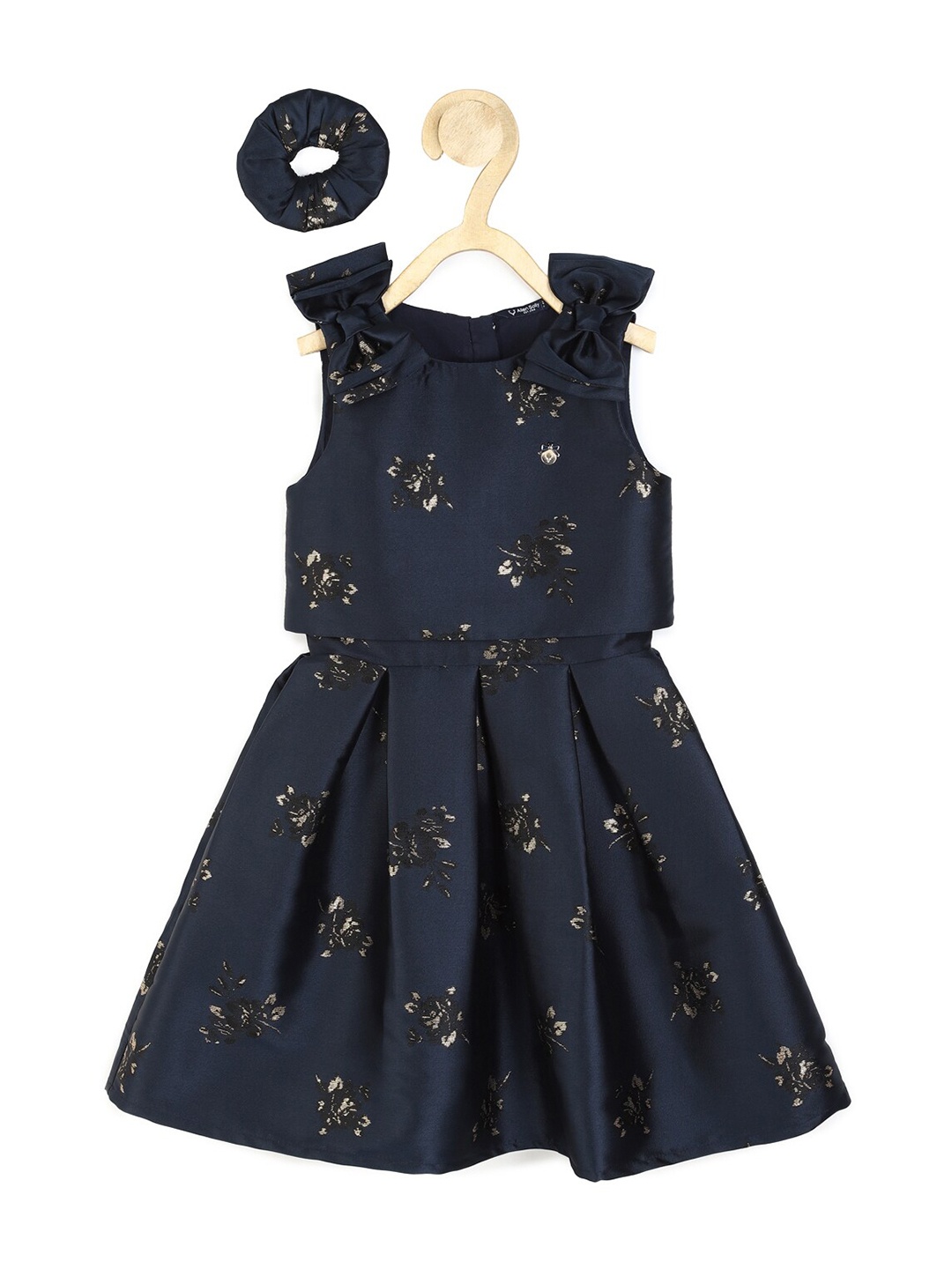 

Allen Solly Junior Sequined Floral A-Line Dress, Navy blue