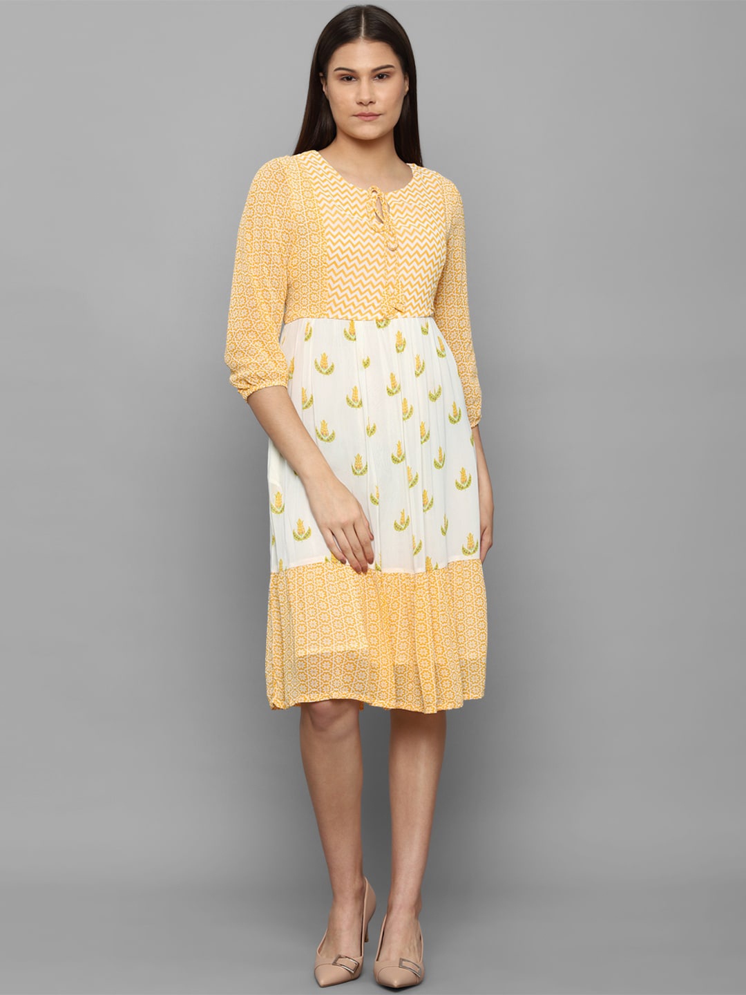 

Allen Solly Woman Printed Floral Dress, Yellow