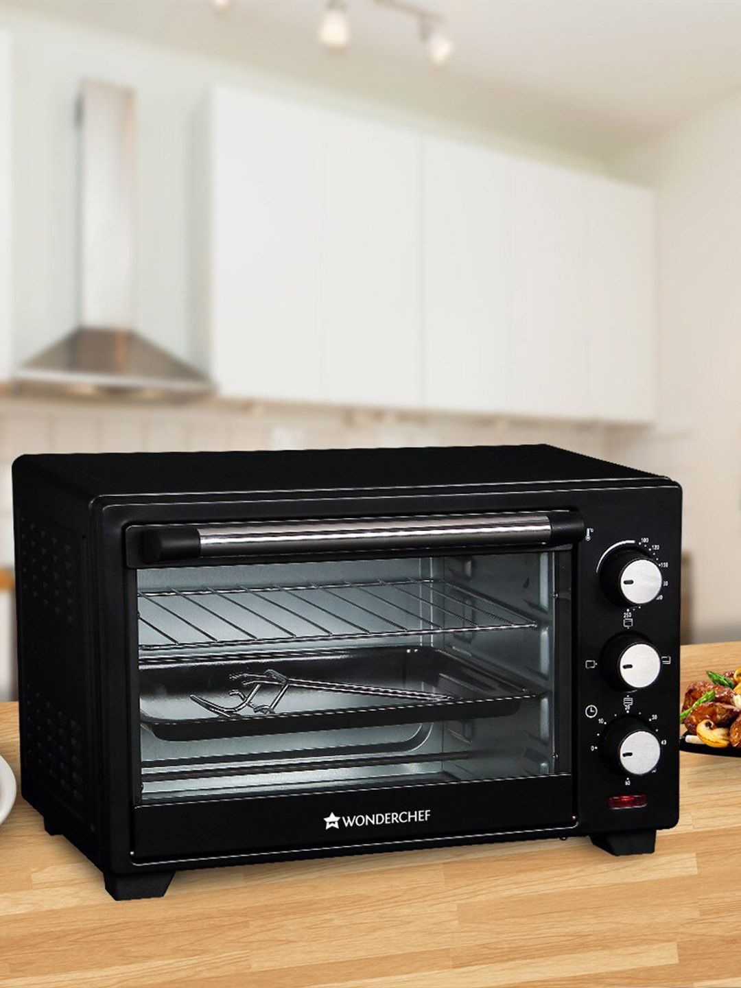 

Wonderchef Black Oven Toaster Grill Motorised Rotisserie 5 Stage Heat Selection 1280W 19L