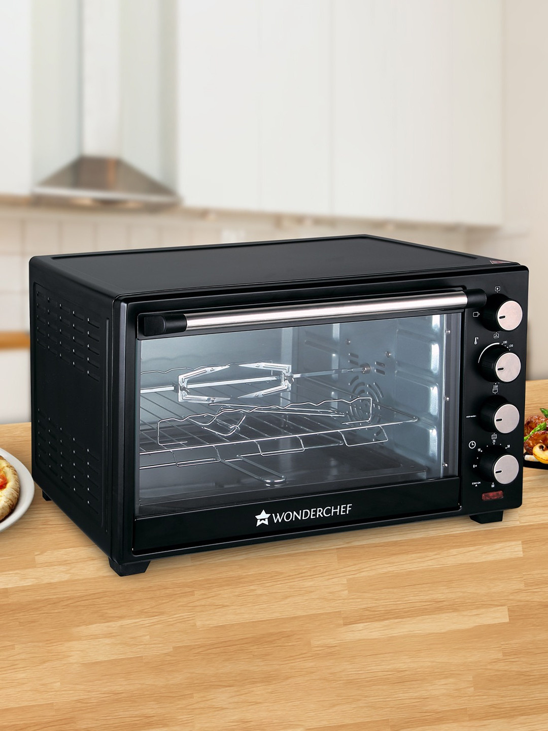 

Wonderchef Black Oven Toaster Grill Motorised Rotisserie 5 Stage Heat Selection 40 ltrs