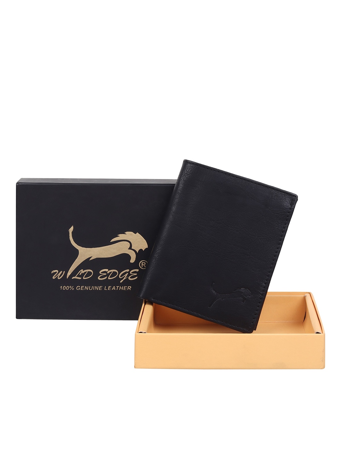 

WILD EDGE Men Leather Two Fold Wallet, Black