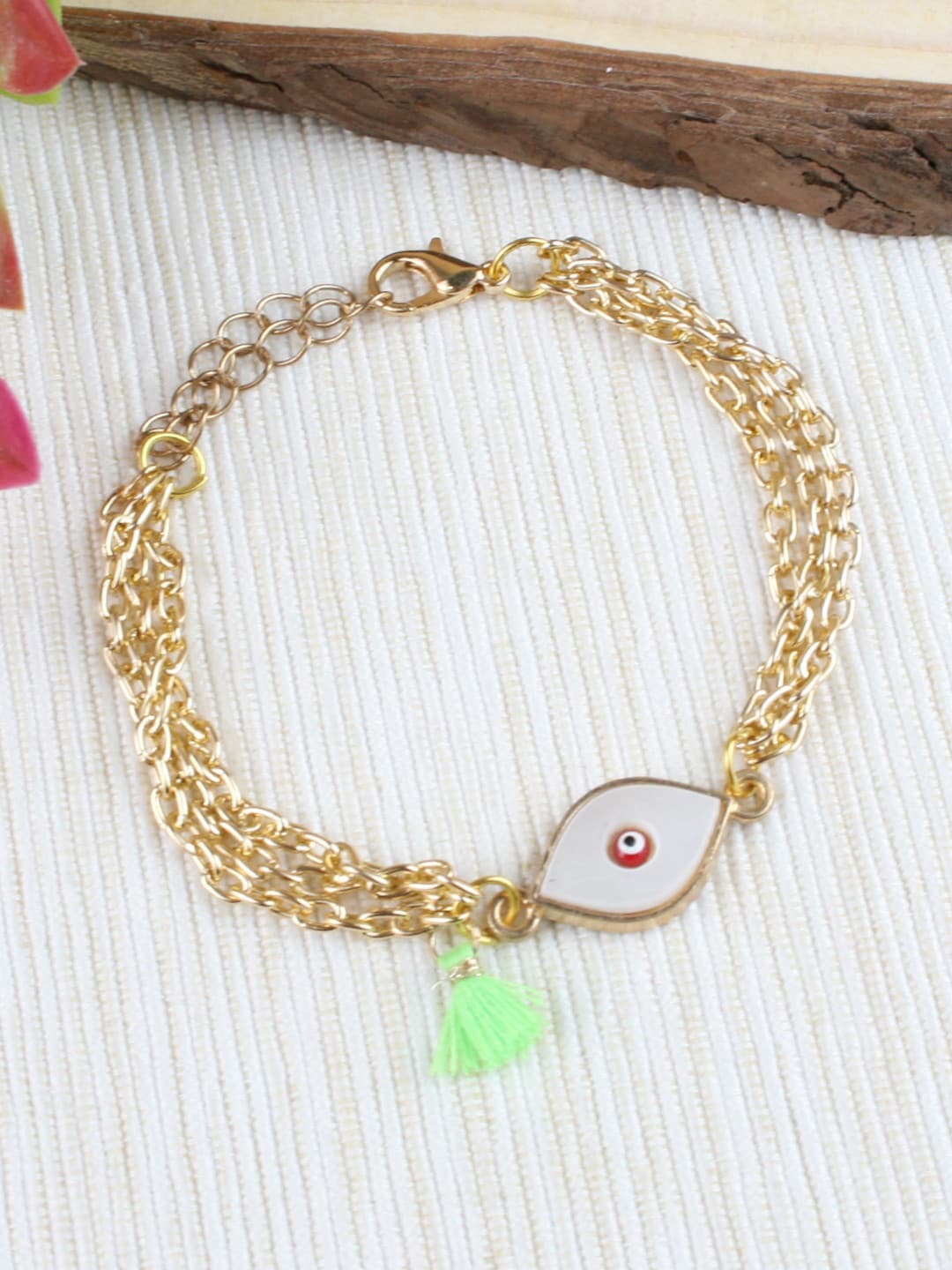 

Asthetika Kids Girls Gold-Plated Mother of Pearl Charm Bracelet, White