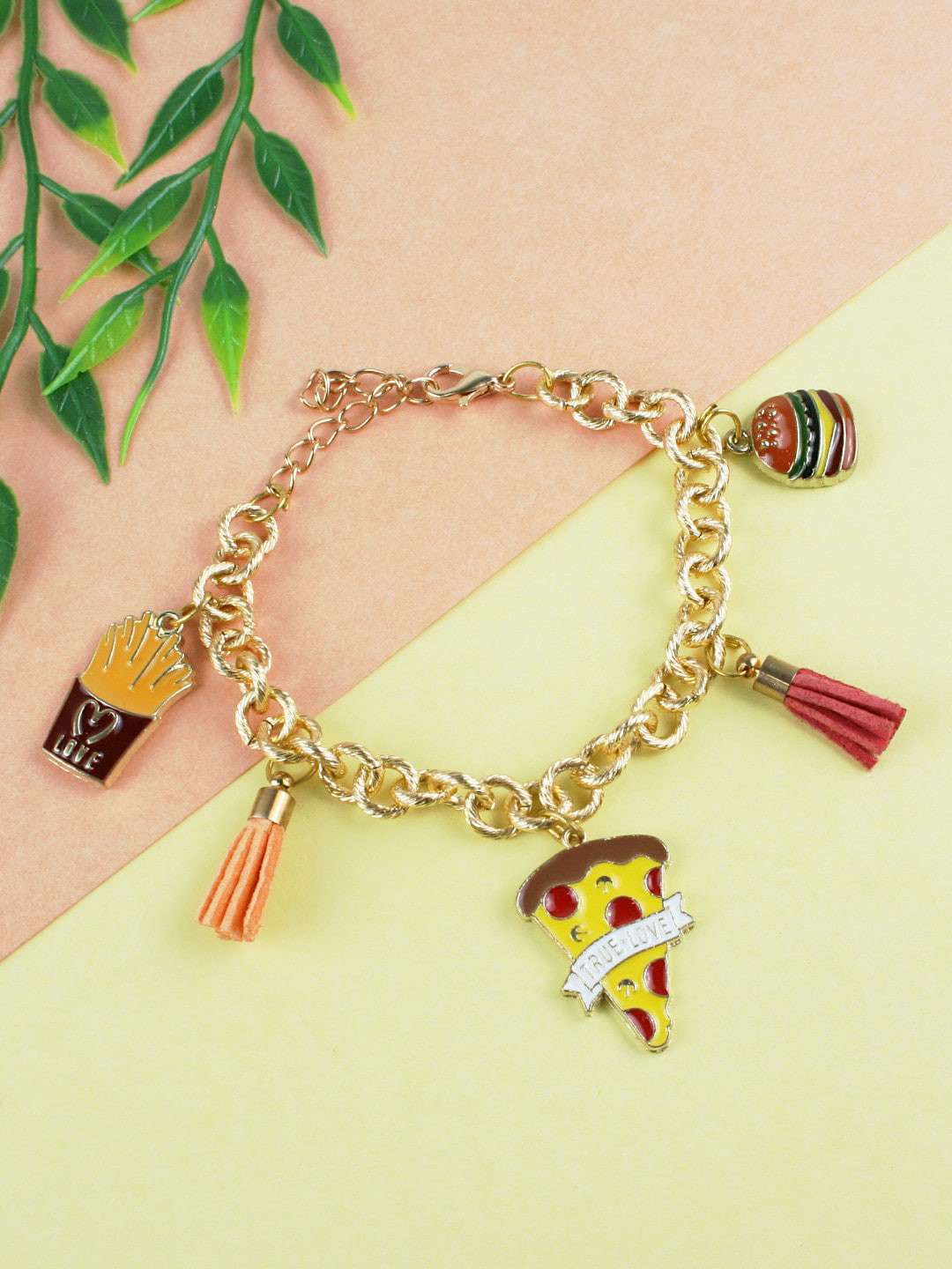 

Asthetika Kids Girls Gold-Plated Mother of Pearl Link Bracelet, Yellow